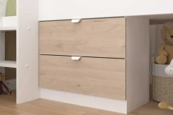 Tobo Halbhochbett mit Rutsche 90x200 - Eiche/Weiß
