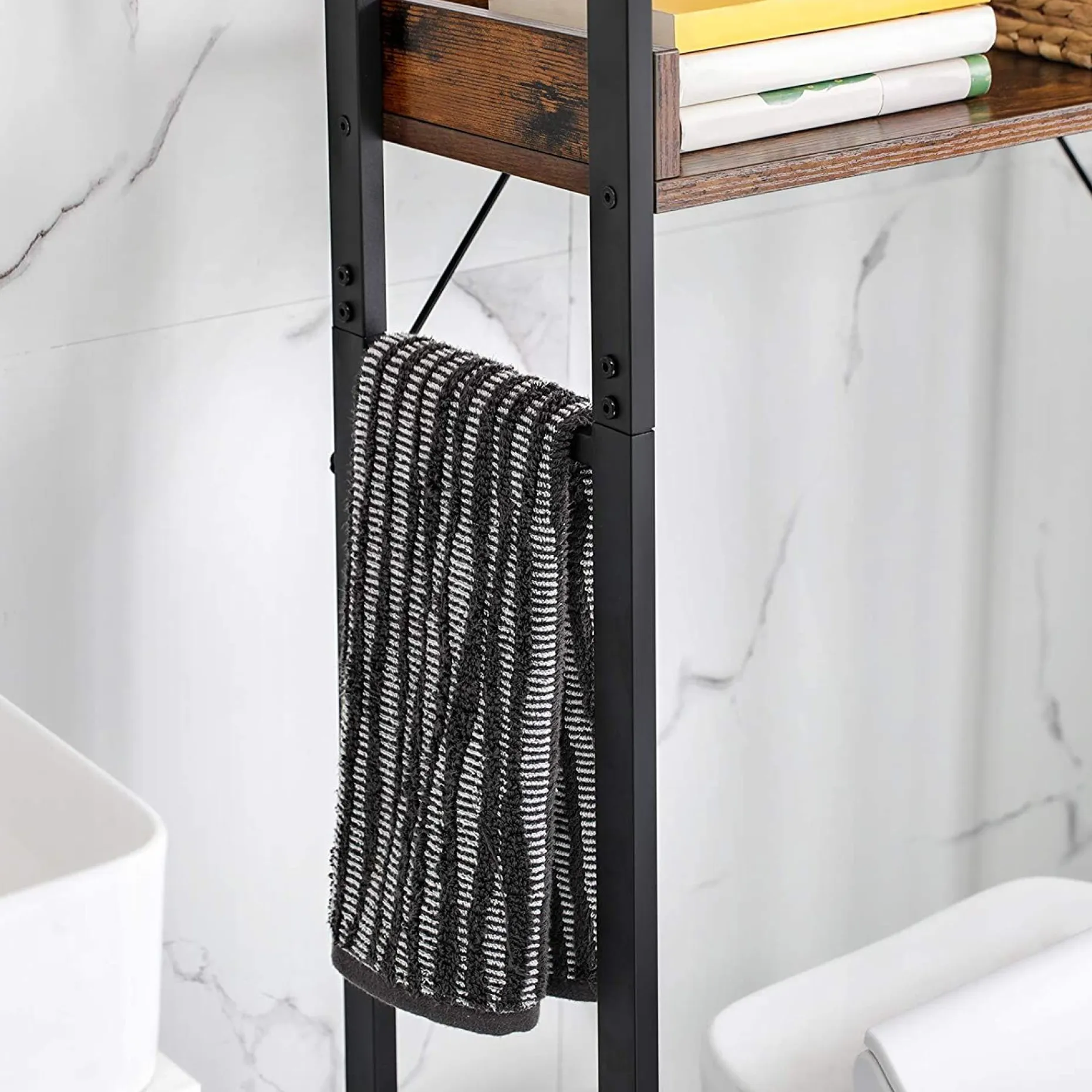 Toilettenschrank Atlanta | 63 x 25 x 165 cm | Braun-schwarz