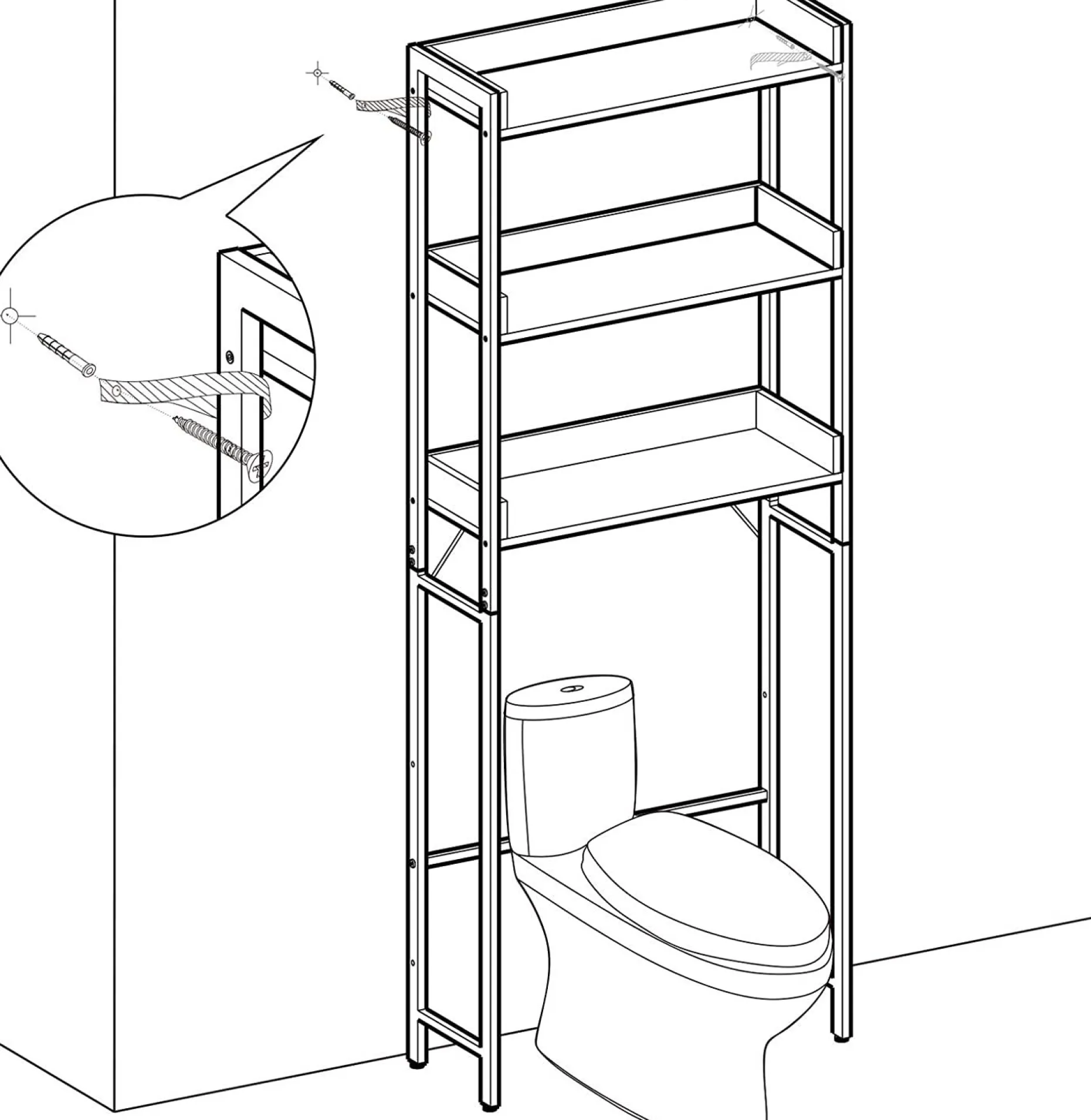 Toilettenschrank Atlanta | 63 x 25 x 165 cm | Braun-schwarz
