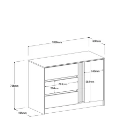 Kinder Parisot TokioKinderzimmer : Bett 90x200 mit Schubladen, Kleiderschrank, Kommode, Schreibtisch