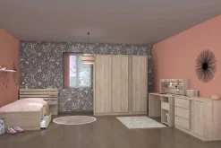 Kinder Parisot TokioKinderzimmer : Bett 90x200 mit Schubladen, Kleiderschrank, Kommode, Schreibtisch