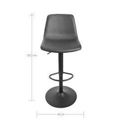 CBA Tommy Verstellbarer Barhocker - 58-80cm Sitzhöhe - es Kunstleder