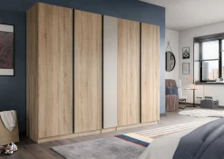 5-türiger Kleiderschrank Oakland Xonox Sonoma Eiche 230x183x53 cm