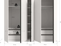 5-Türiger Kleiderschrank Oakland Xonox - Weiß - 230x183x53 cm