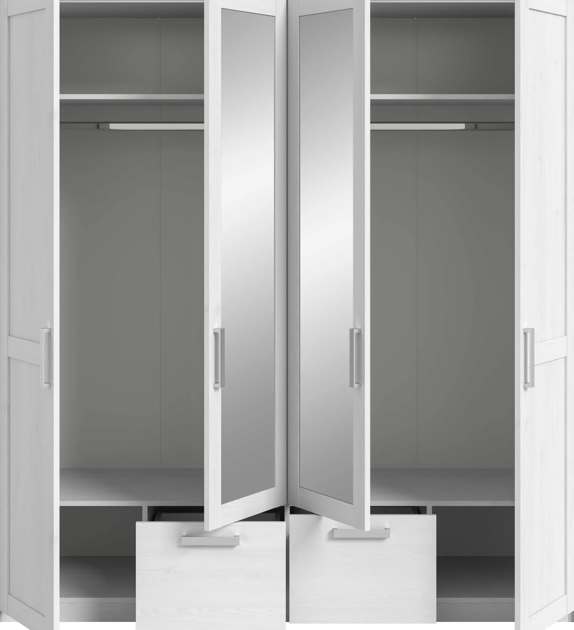 4-türiger Kleiderschrank Verona Xonox - sibiu-lärchenfarbene Oberfläche - 188x200x61 cm - Weiß
