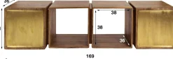 2-türiges Mango-Sideboard und TV-Schrank aus Messing
