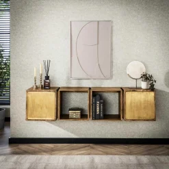 2-türiges Mango-Sideboard und TV-Schrank aus Messing