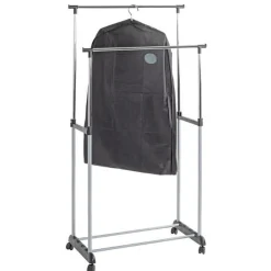 Trolley-Garderobe mit doppelten Chromschienen | Farbe Silber | 10 kg Tragfähigkeit