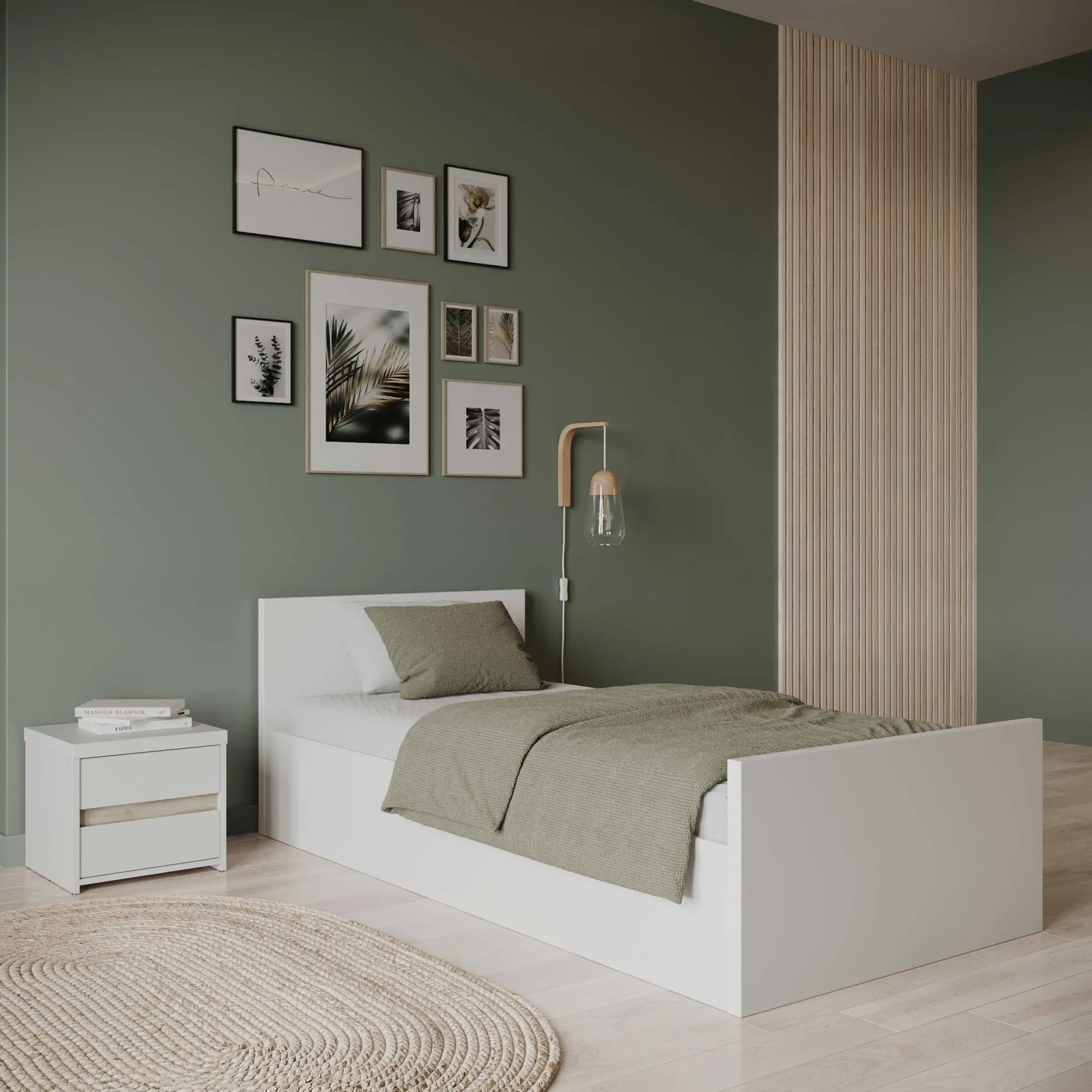 Truhenbett Clyde - 90x200cm - mit Lattenrost - weiß