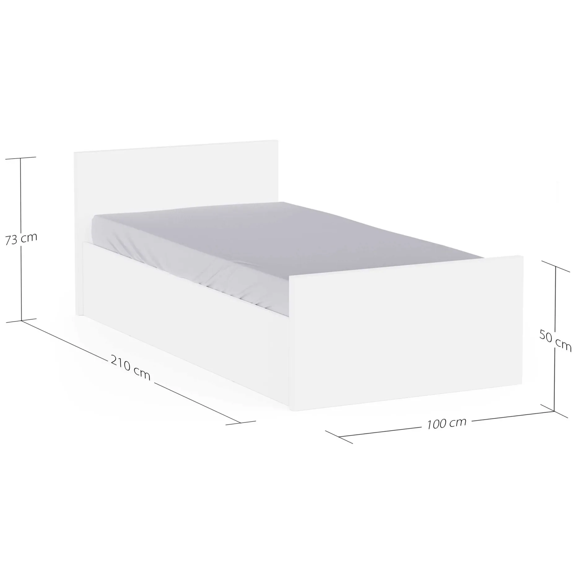 Truhenbett Clyde - 90x200cm - mit Lattenrost - weiß