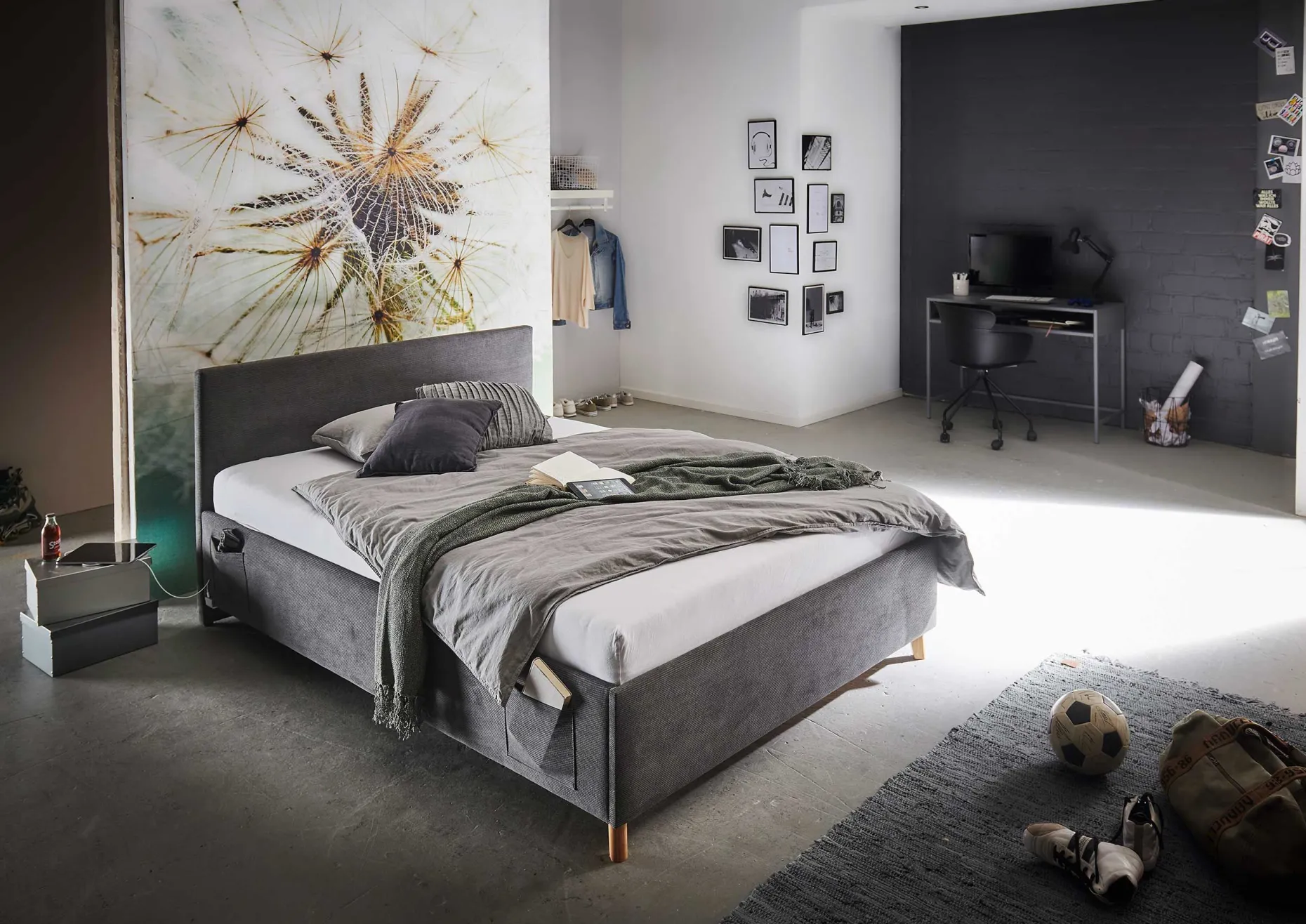 Truhenbett Cool | 90 x 200 cm | Anthrazit Design