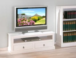 TV Lowboard Provence mit 2 Schubladen - weiß
