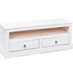 TV Lowboard Provence mit 2 Schubladen - weiß