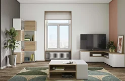 TV-Möbel Cleo 130cm - weiß/Eiche