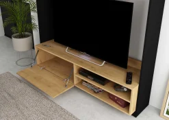 TV-Möbel Daphne 163cm mit Falttür - Eiche/schwarz