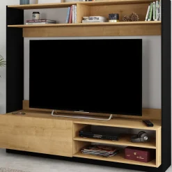 TV-Möbel Daphne 163cm mit Falttür - Eiche/schwarz