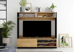 TV-Möbel Daphne 163cm mit Falttür - Eiche/schwarz
