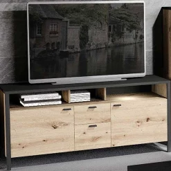 TV-Möbel In-Loft 135cm - Eiche alt/schwarz
