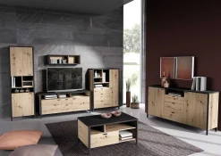 TV-Möbel In-Loft 135cm - Eiche alt/schwarz