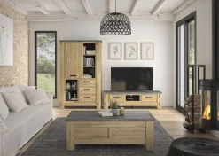 TV-Möbel Louane 172cm, 2 Schubladen - Eiche/Beton