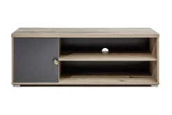 Tv-Möbel Moleskin 120cm mit 1 Tür - anthrazit/alter Stil