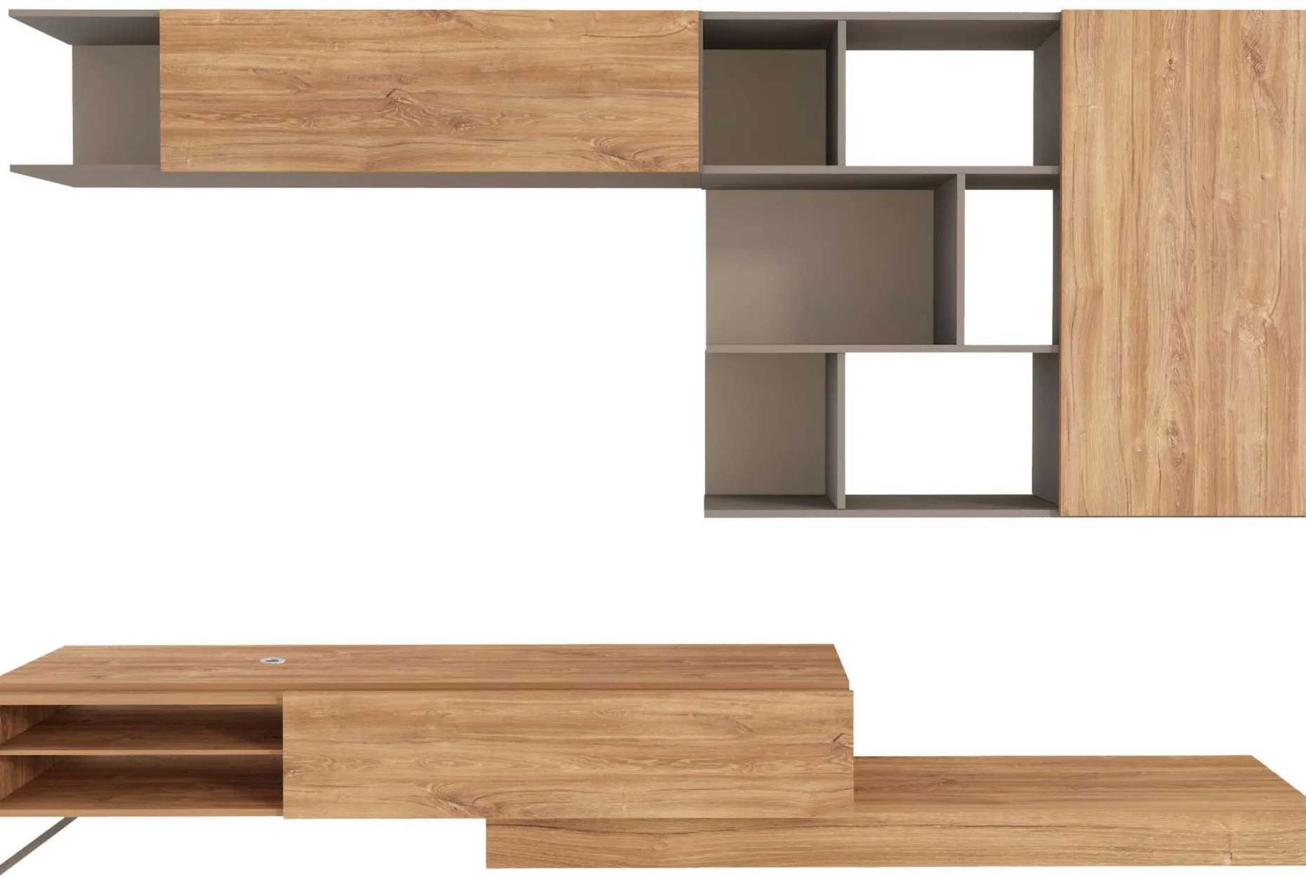 TV-Möbel Pim 272cm 3 Türen - grau/ Eiche Dekor