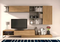 TV-Möbel Pim 272cm 3 Türen - grau/ Eiche Dekor