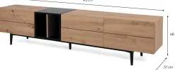 TV-Möbel Ted 195cm 3 Türen - Eiche/schwarz