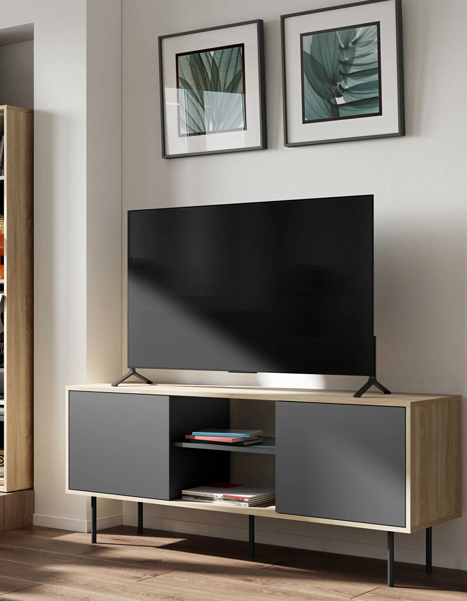 TV-Möbel Vibe 150cm - Eiche/schwarz