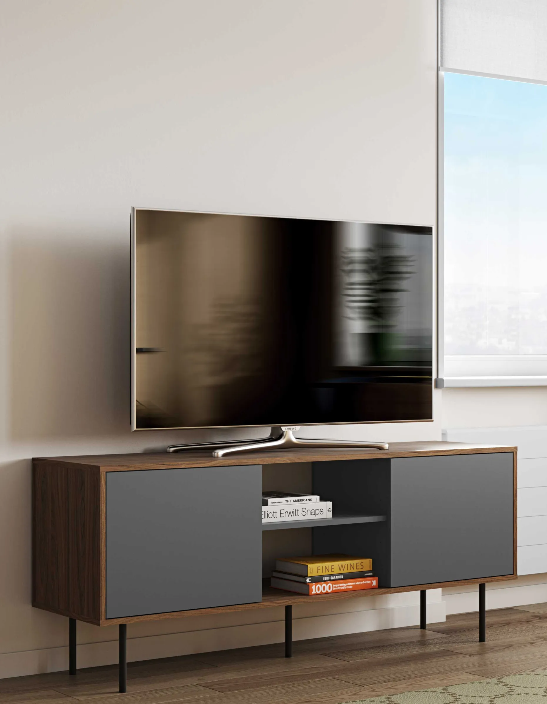 TV-Möbel Vibe 150cm - Walnuss/Grau