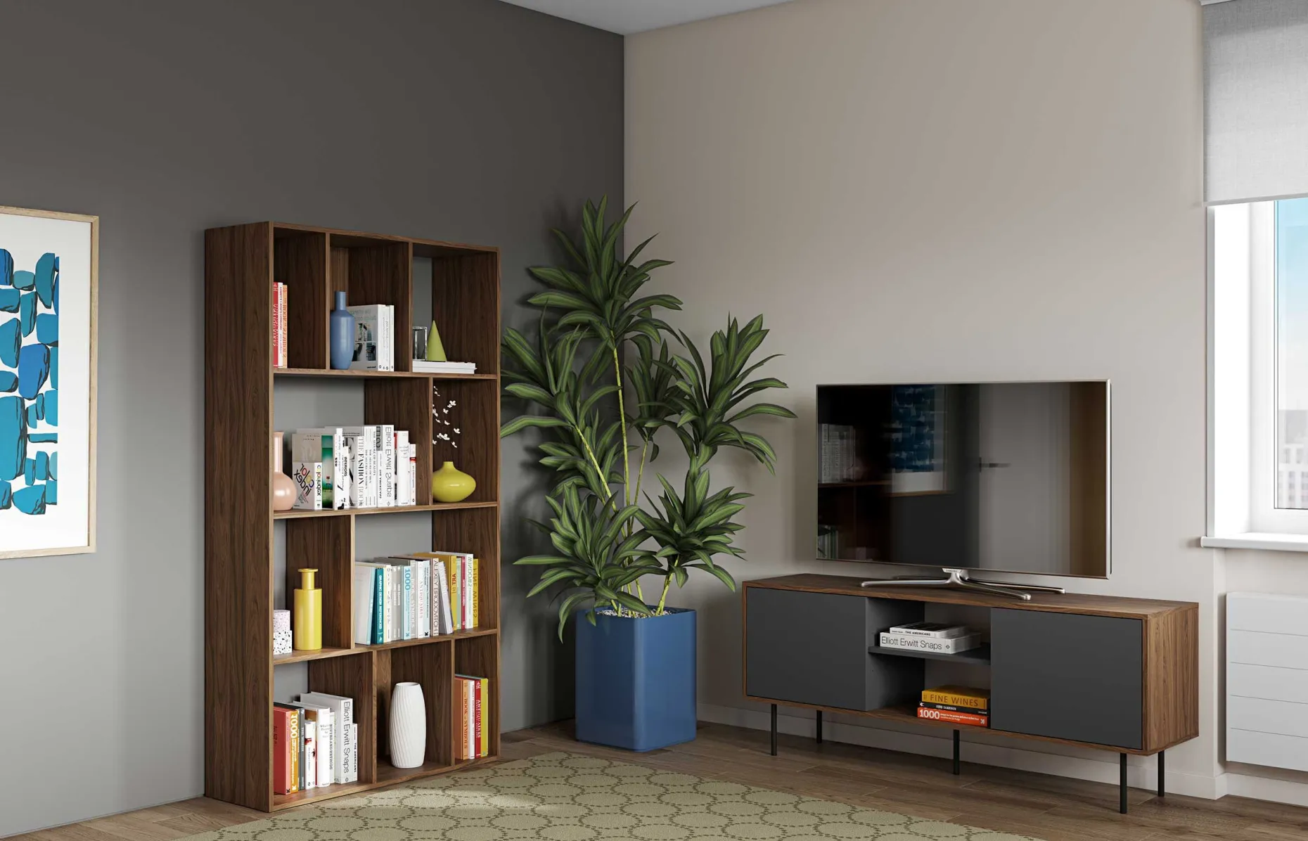 TV-Möbel Vibe 150cm - Walnuss/Grau