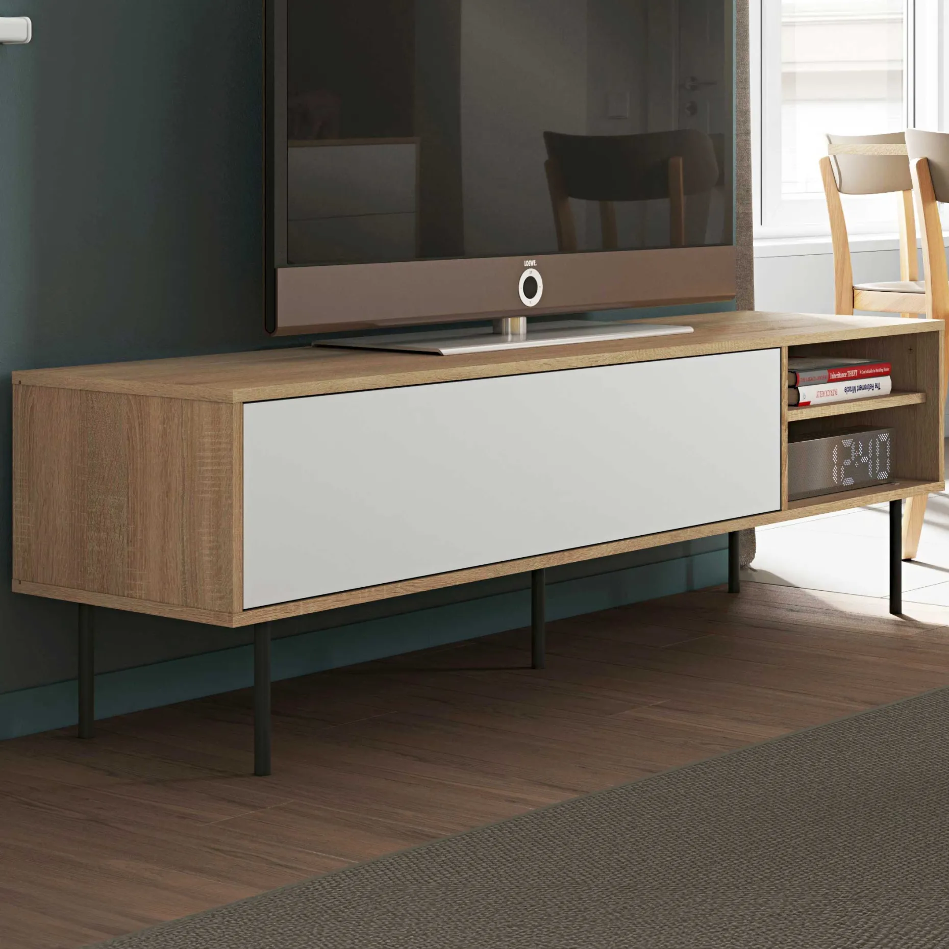 TV-Möbel Watt 165cm - Eiche/Weiß