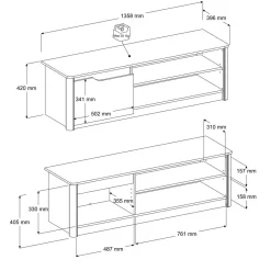 TV-Möbel Wendy 135cm - Eiche