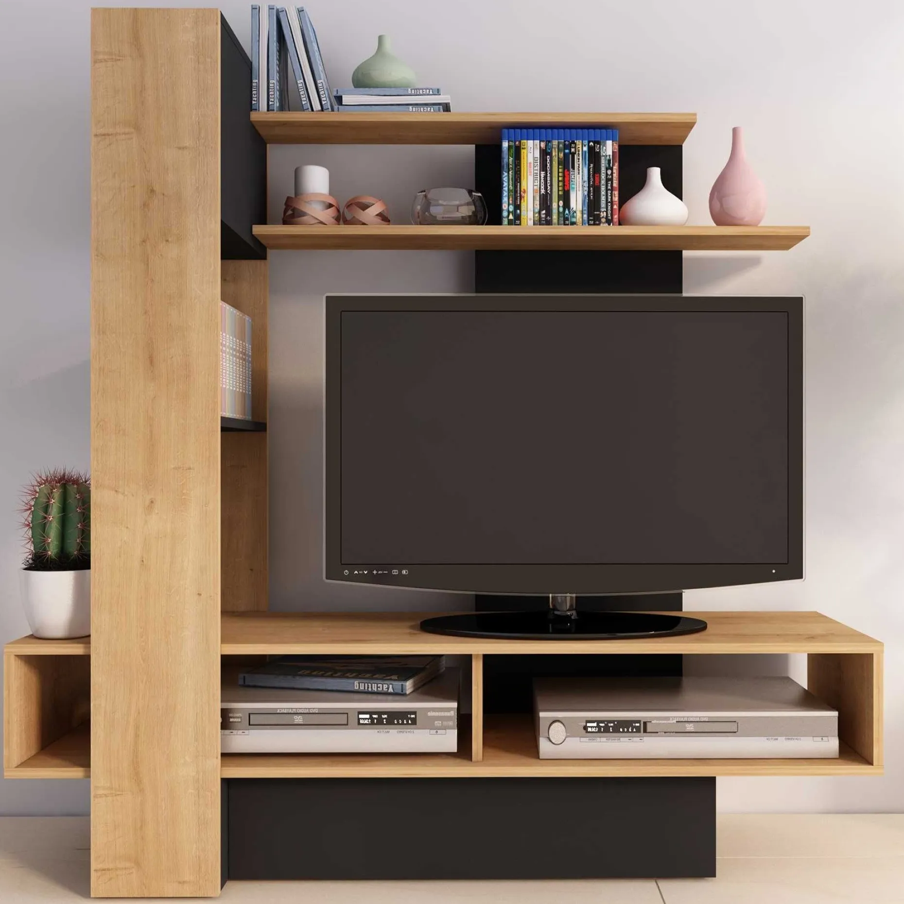 TV-Möbel Zerko 140cm - Eiche hell/schwarz