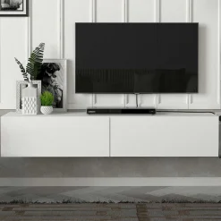 TV-Schrank Aristo - 135x32x25cm - 2 Türen - weiß