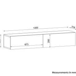 TV-Schrank Aristo - 135x32x25cm - 2 Türen - weiß