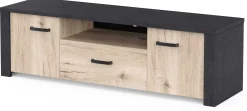 TV-Schrank Aubrey - 148x42x44cm - 2 Türen und 1 Schublade - Eiche Dekor/schwarz