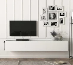 TV-Schrank Damla - 180x30x30cm - 3 Türen - weiß