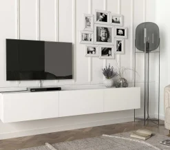TV-Schrank Damla - 180x30x30cm - 3 Türen - weiß