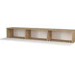 TV-Schrank Damla - 180x30x30cm - 3 Türen - weiß/Eiche Dekor