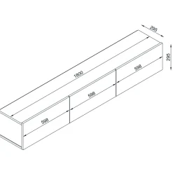TV-Schrank Damla - 180x30x30cm - 3 Türen - weiß/Eiche Dekor