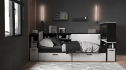 TV-Schrank Dreampad - 120x27x116cm - mit LED-Beleuchtung - schwarz/weiß