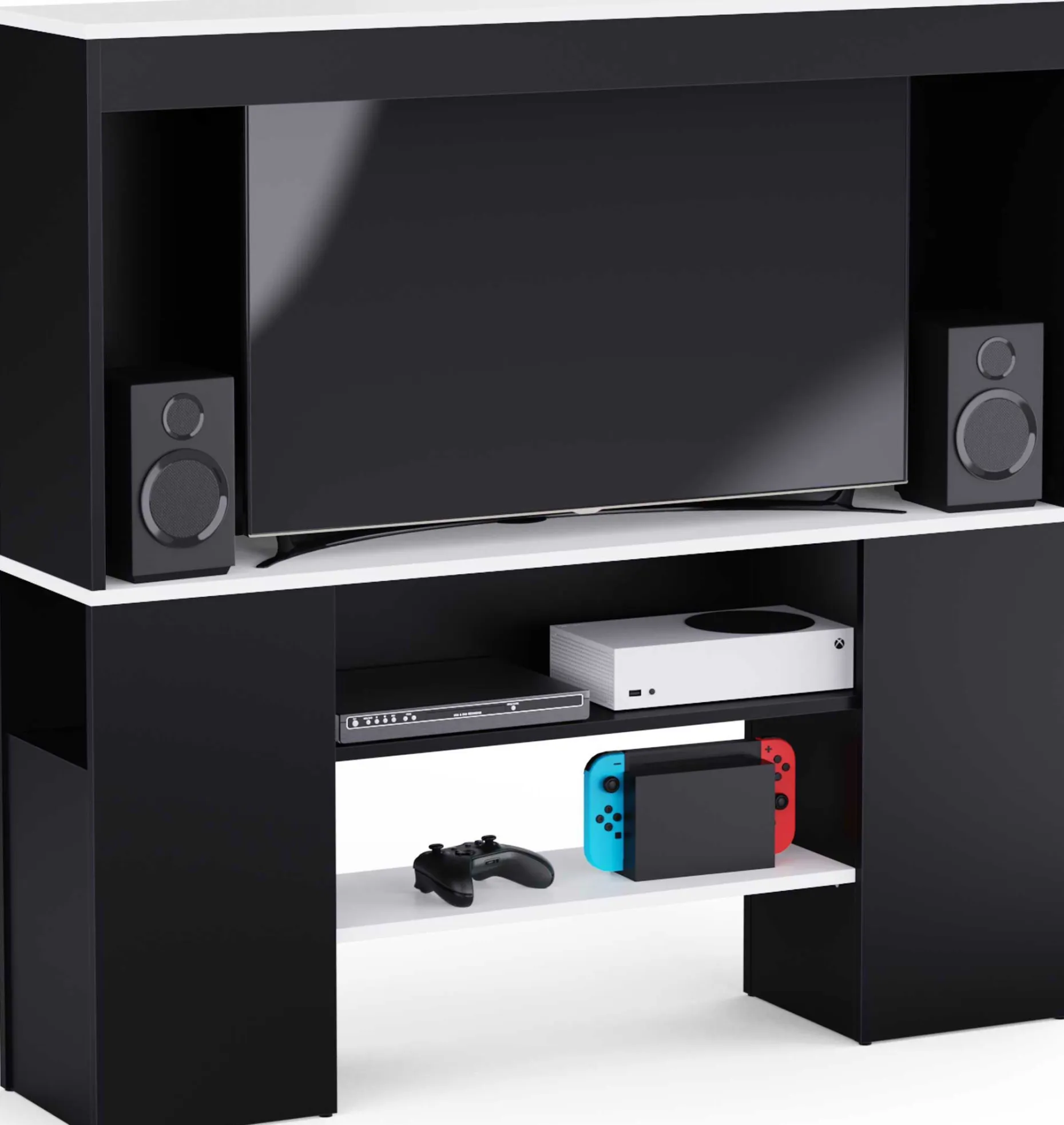 TV-Schrank Dreampad - 120x27x116cm - mit LED-Beleuchtung - schwarz/weiß