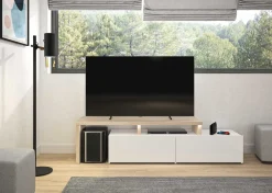 TV-Schrank Ecke Mikao - Eiche Dekor/Weiß
