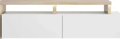 TV-Schrank Ecke Mikao - Eiche Dekor/Weiß