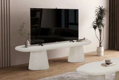 TV-Schrank Faro - 160x44x40cm - Zementfarbe - weiß