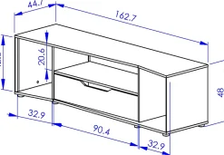 TV-Schrank Hack | 163 x 45 x 48 cm | Schwarz