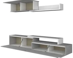 TV-Schrank Izquierdo 240cm 3 Türen - Beton/Weiß