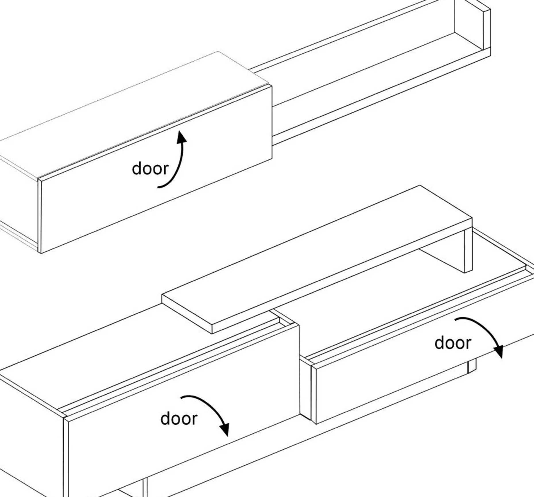 TV-Schrank Izquierdo 240cm 3 Türen - Beton/Weiß