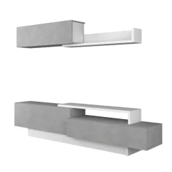 TV-Schrank Izquierdo 240cm 3 Türen - Beton/Weiß